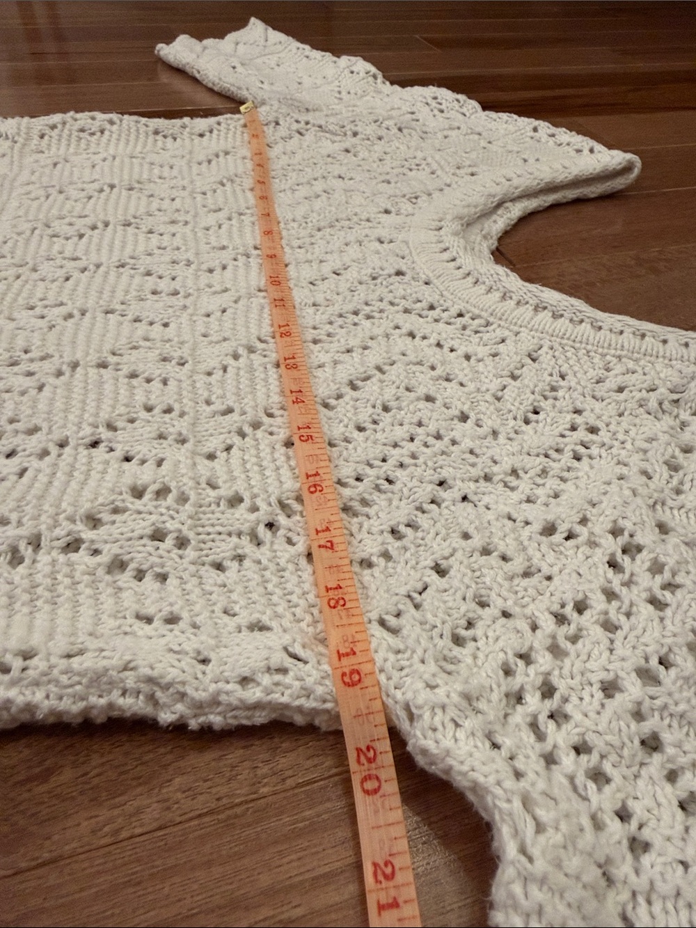 Vintage 90s Truly 100% Cotton crochet cropped scoop neck sweater top S M - Picture 4 of 5